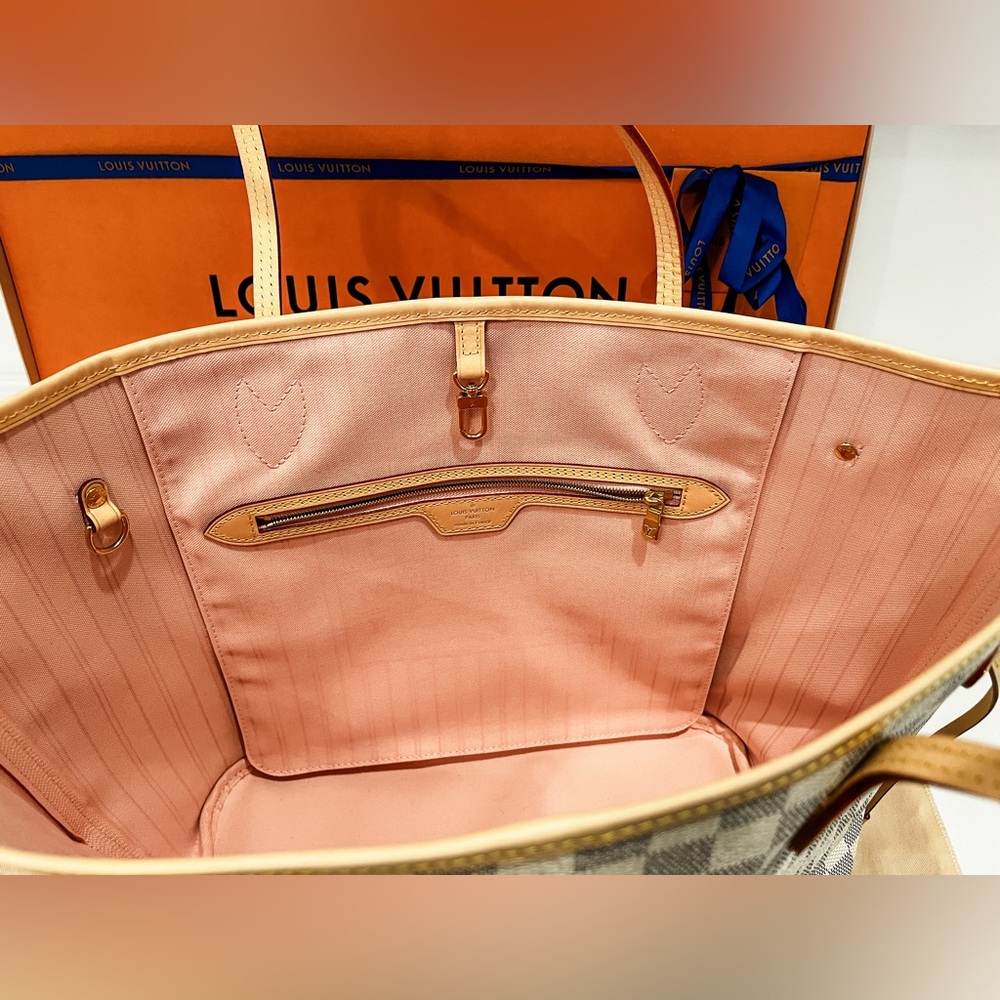 Beautiful LV Neverfull MM Damier Azur tote with rose ballerine interior 💕 - Picture 7 of 14
